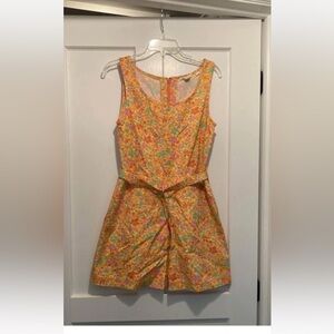 Vintage J. Crew Cotton Sun Dress w Belt & Pockets Sz 8 Floral Multi Color